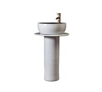 CJHFR472SG Classique Lavabo sur Pied en céramique avec Robinet et bonde Lavabo de Salle de Bain