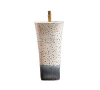 CJHFR472SG Classique Lavabo sur Pied en céramique Vintage avec Robinet et kit de vidange Lavabo de Salle de Bain en céramique Lavabo de Salle de Bain
