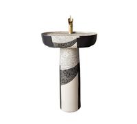 CJHFR472SG Classique Lavabo sur Pied Industriel en céramique, lavabo autoportant avec Robinet et kit de vidange Lavabo de Salle de Bain(Moyen)