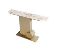 CJHFR472SG Console de maison avec dessus en faux marbre, table d'entrée moderne avec base en métal pour salon, table d'appoint moderne, table console TV derrière le canapé (blanc, taille L)