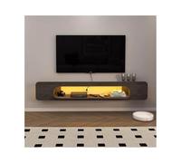 CJHFR472SG Console Média Meuble TV Flottant avec éclairage LED, étagères TV murales avec 1 étagère Ouverte Centre de Divertissement(Bruin)