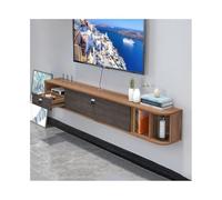 CJHFR472SG Console Média Meuble TV Mural, étagères flottantes avec Porte for Salon et Bureau Centre de Divertissement(Bruin,Petit)