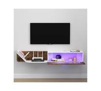 CJHFR472SG Console Média Meuble TV Mural Flottant, Console multimédia, Centre de Divertissement Flottant avec Porte vitrée Centre de Divertissement(Grand)