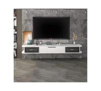 CJHFR472SG Console Média Meuble TV Mural Flottant, Meuble multimédia, Meuble multimédia Mural à 3 Portes Centre de Divertissement(Noir,200x23x20cm)