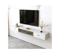 CJHFR472SG Console Média Meuble TV Mural Flottant Minimaliste avec Gestion des câbles et 2 tiroirs Centre de Divertissement(Blanc,Grand)