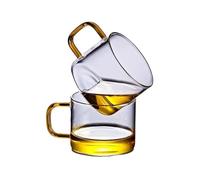 CJHFR472SG Élégant Lot de 2 tasses en verre transparent avec anse, idéales for le café ou la dégustation thé, 150 ml (5 oz) Verrerie(Transparent)