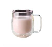 CJHFR472SG Élégant Tasses à café en verre double paroi avec anse, 250 ml, borosilicate coloré, for boissons chaudes et froides, cappuccino, latte thé Verrerie(Pink)