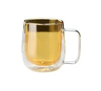 CJHFR472SG Élégant Tasses à café en verre double paroi avec anse, 250 ml, borosilicate coloré, for boissons chaudes et froides, cappuccino, latte thé Verrerie(Amber)