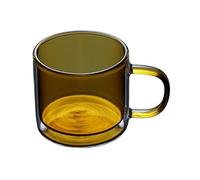CJHFR472SG Élégant Tasses à café/thé en verre borosilicate double paroi coloré avec anse, 250 ml Verrerie(Yellow fallen leaves)
