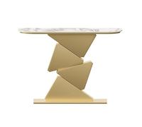 CJHFR472SG Home Table console moderne, en imitation marbre, table d'appoint moderne pour salon, chambre à coucher, hall d'entrée, couloir derrière le canapé (doré, taille L)