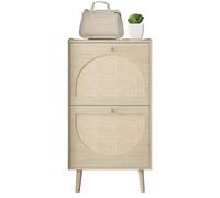 CJHFR472SG Indépendant Armoire à Chaussures à 2 tiroirs, étagère à Chaussures en rotin, Rangement de Chaussures, Organisateur de Placard l'Entrée de la Maison