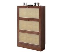 CJHFR472SG Indépendant Armoire à Chaussures à Bascule Ultra-Mince en Bois, Petit Appartement, Salon, entrée étroite, Armoire de Rangement à Domicile l'Entrée de la Maison(Walnut Color)