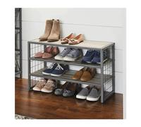 CJHFR472SG Indépendant Étagère à Chaussures à 3 Niveaux, 12 Compartiments, en Bois, Gris l'Entrée de la Maison
