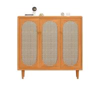 CJHFR472SG Indépendant Étagère à Chaussures autoportante en Bois et rotin, 5 étagères, Style Ferme, idéale for placards et Salons. l'Entrée de la Maison(Natural)