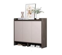 CJHFR472SG Indépendant Étagères réglables et Pieds en Bois, Hauteur 100 cm, Meuble à Chaussures à 4 étagères avec Porte for entrée, Porte d'entrée, Noir l'Entrée de la Maison