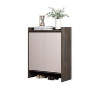 CJHFR472SG Indépendant Meuble à Chaussures à 4 étagères avec Portes, étagères réglables et Pieds en Bois, Hauteur 100 cm, Organiseur for entrée, Porte d'entrée, Noir l'Entrée de la Maison