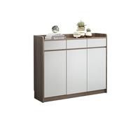 CJHFR472SG Indépendant Meuble à Chaussures d'entrée avec tiroirs, 4 étagères et Portes, Marron/Blanc l'Entrée de la Maison