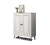 CJHFR472SG Indépendant Meuble à Chaussures intégré en Bois Massif avec Pieds et rebords, 80 cm, Blanc, for entrée de Maison l'Entrée de la Maison