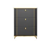 CJHFR472SG Indépendant Meuble à Chaussures Noir Moderne et Tendance avec 3 tiroirs rabattables, Rangement Ouvert caché et indépendant, entrée l'Entrée de la Maison