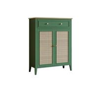 CJHFR472SG Indépendant Meuble à Chaussures Vintage en rotin à 4 Niveaux avec Portes, étagères réglables et étagère à Chaussures en Bois avec tiroirs l'Entrée de la Maison