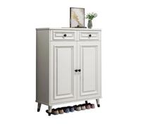 CJHFR472SG Indépendant Meuble de Rangement d'intérieur for entrée de Maison, 80 cm, Meuble à Chaussures intégré avec Pieds en Bois Massif et Bords rebordés, Blanc l'Entrée de la Maison