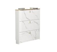 CJHFR472SG Indépendant Meuble d'entrée Minimaliste Moderne, Organiseur de Chaussures étroit et dissimulé avec 3 tiroirs rabattables for couloirs, placards et Salons, Blanc l'Entrée de la Maison