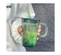 CJHFR472SG Maison Tasse en verre Advanced Sense Cup Design Minority avec poignée à café de bureau paille Décoration(Green)