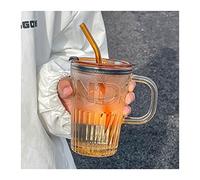 CJHFR472SG Maison Tasse en verre Advanced Sense Cup Design Minority avec poignée à café de bureau paille Décoration(Orange)