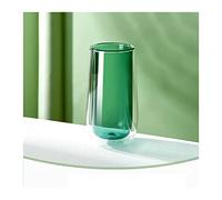 CJHFR472SG Maison Tasse en verre épaissie à double couche résistante la chaleur, isolation thermique, non-brûlure, tasse de couleur anti-brûlure domestique Décoration(Dark green)