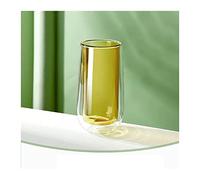 CJHFR472SG Maison Tasse en verre épaissie à double couche résistante la chaleur, isolation thermique, non-brûlure, tasse de couleur anti-brûlure domestique Décoration(Amber)