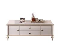 CJHFR472SG Moderne Table Basse Blanche rétro élégante, Table de canapé rectangulaire en Bois de 50 "avec Grand Espace de Rangement, for Salon et Bureau Simple
