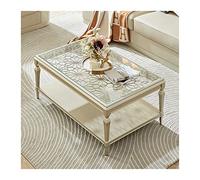 CJHFR472SG Moderne Table Basse de simplicité Moderne avec Sculpture Creuse et Dessus en Verre, Table de canapé de Luxe rectangulaire de 47,2 "avec étagère Ouverte for Le Salon Simple