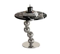 CJHFR472SG Moderne Table d'appoint en marbre, Petite Table Ronde Minimaliste, Base avec Finition Miroir, d'angle for canapé de Salon Simple(Noir,Petit)
