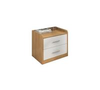 CJHFR472SG Moderne Table de Chevet en Blanc + classeur Couleur Bois avec Deux tiroirs, Armoire de Rangement en Bois Massif for Salon, Chambre, Salle d'étude Pratique