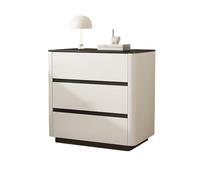 CJHFR472SG Moderne Table de Chevet en Bois avec Trois tiroirs et Plateau en Verre Blanc Pratique(Grand)