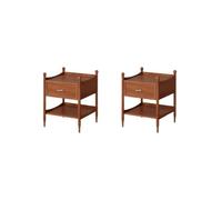 CJHFR472SG Moderne Table de Chevet en Bois Massif avec Deux tiroirs de Couleur Marron for Salon, Chambre, Bureau, Armoire de Rangement for Livres, Lampes, etc. Pratique