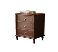 CJHFR472SG Moderne Table de Chevet en Bois Massif Marron/Marron foncé avec Trois tiroirs for Salon, Chambre à Coucher, Bureau Pratique(Bruin)