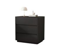 CJHFR472SG Moderne Table de Chevet en Bois Noir avec Trois tiroirs et Plateau en Verre Pratique(XS)