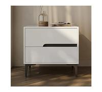 CJHFR472SG Moderne Table de Chevet en Bois Simple, côté étroit, Rangement de Couleur Unie, Grande capacité, Double tiroir avec Meubles de Chevet coulissants Silencieux Pratique(Blanc,Petit)
