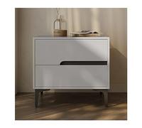 CJHFR472SG Moderne Table de Chevet en Bois Simple, côté étroit, Rangement de Couleur Unie, Grande capacité, Double tiroir avec Meubles de Chevet coulissants Silencieux Pratique(Grigio,Moyen)