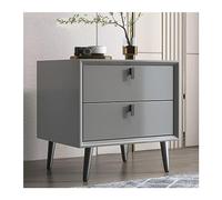 CJHFR472SG Moderne Table de Chevet Tout en Bois, Moderne et Simple, for Chambre à Coucher, Double tiroir, Petits Pieds d'armoire surélevés de Couleur Unie, Meubles de Chevet Pratique(Grigio,Moyen)