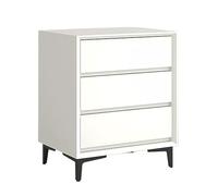 CJHFR472SG Moderne Table de Chevet Vintage Minimaliste en Bois, Couleur Unie, Rangement à Trois tiroirs, Meubles de Chevet de Grande capacité Pratique(Blanc)