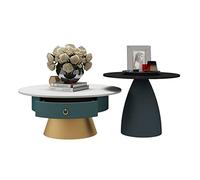 CJHFR472SG Moderne Tables Basses Gigognes Ensemble de 2, Table Basse Ronde for Salon, Table d'appoint Tables Gigognes for Petits Espaces Simple(Noir)