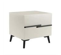 CJHFR472SG Moderne Tables de Chevet Simples à poignée décalée, for Chambre à Coucher, Meubles de Chevet à Double tiroir de Grande capacité, Armoire de Rangement de Couleur Unie Pratique(Blanc)
