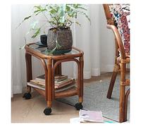 CJHFR472SG Moderne Tables de Patio Table d'appoint, Table d'appoint avec Plateau en Verre for Salon intérieur Chambre Balcon Patio Porche Terrasse Simple(Dark Brown)