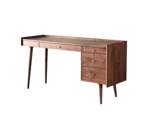 CJHFR472SG Moderne Walnut Wood Laptop Desk Writing with Storage, Modern Home Office Workstation with 4 Drawers Table PC(L)
