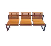 CJHFR472SG modernité Banc de Jardin avec Dossier, Chaise en Bois, Chaise d'extérieur en Acier, siège en Bois for terrasse de Parc Meuble(Petit)