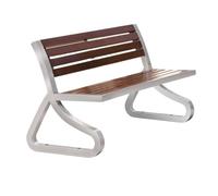 CJHFR472SG modernité Banc de Jardin avec Dossier en Bois, avec Cadre en métal en Acier Inoxydable, adapté à la terrasse intérieure et extérieure Meuble