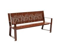 CJHFR472SG modernité Banc de Jardin avec Dossier et accoudoirs, Chaise en Acier à Motif ajouré, for siège de Loisirs de Balcon extérieur Meuble(Petit)