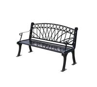 CJHFR472SG modernité Banc de Jardin en Fonte avec Dossier Creux, siège de Loisirs avec accoudoirs, mobilier d'extérieur Noir (150 cm) Meuble
